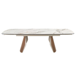 Раздвижной обеденный стол 1193 из керамики в мраморной отделке, стали и ореха