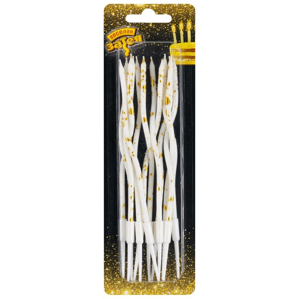 Свечи для торта «Волна Искры» в белом цвете с подставкой 13 см, 12 шт