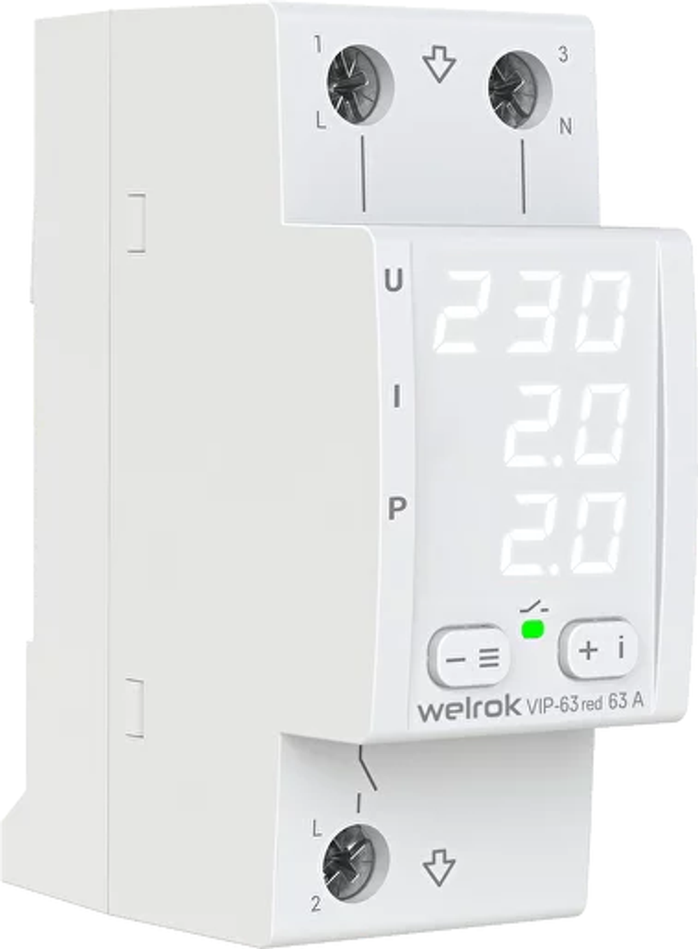 Реле напряжения с контролем тока Welrok VIP-63