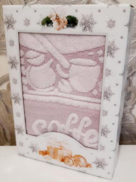 Полотенце кухонное махра-хлопок "НТ. COFFEE" в подарочной упаковке, 100% хлопок, Китай.