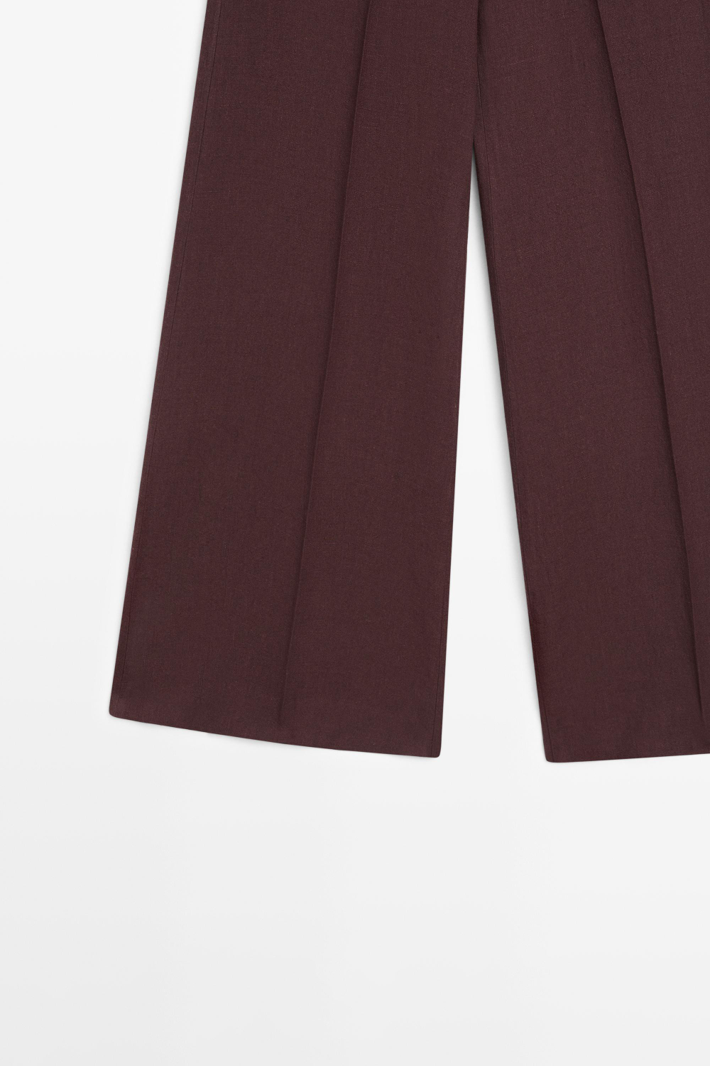 Massimo Dutti Брюки клеш из 100% льна со средней посадкой, гранатовый