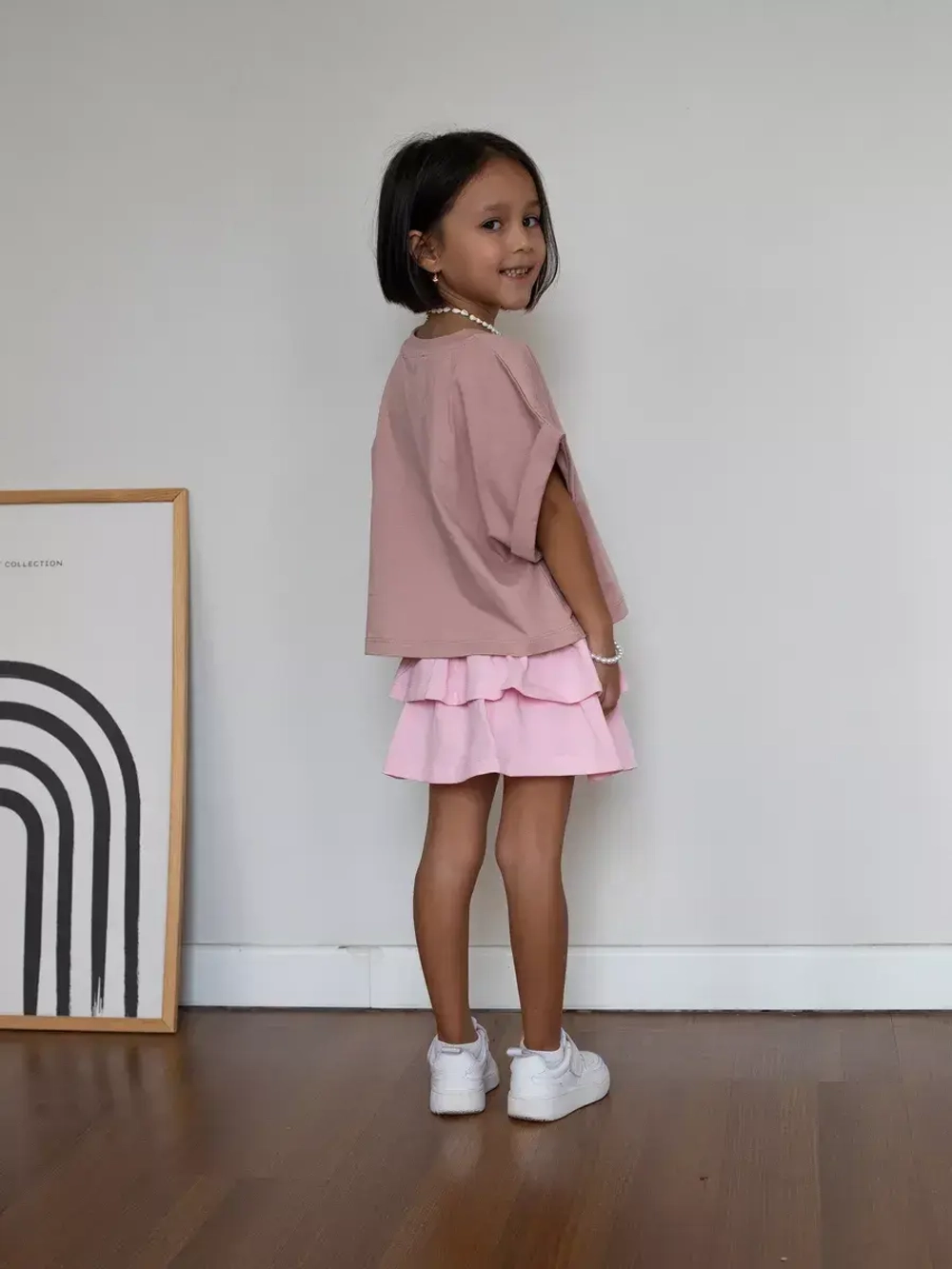 Футболка детская оверсайз укороченная с принтом