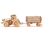 Деревянный конструктор, сборная модель Wood Trick Трактор c прицепами