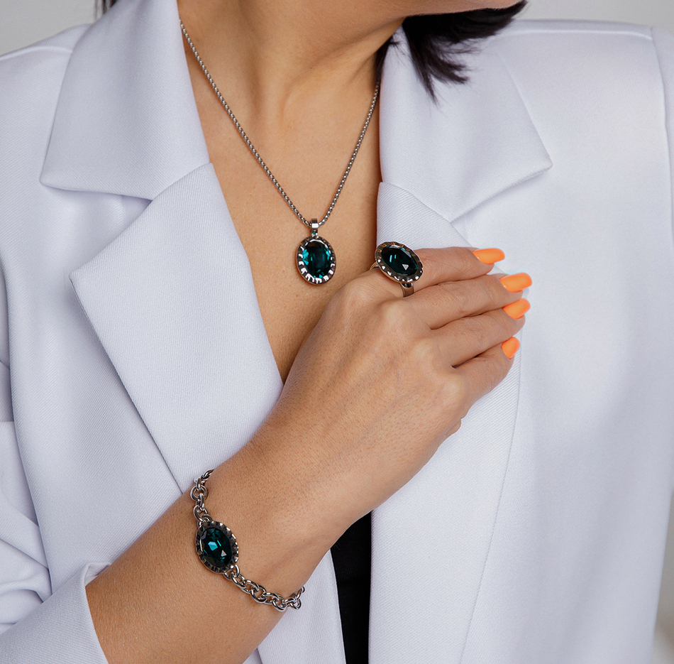 Кольцо Qudo TIVOLA UNICA big (S/P) Emerald 54 686935
