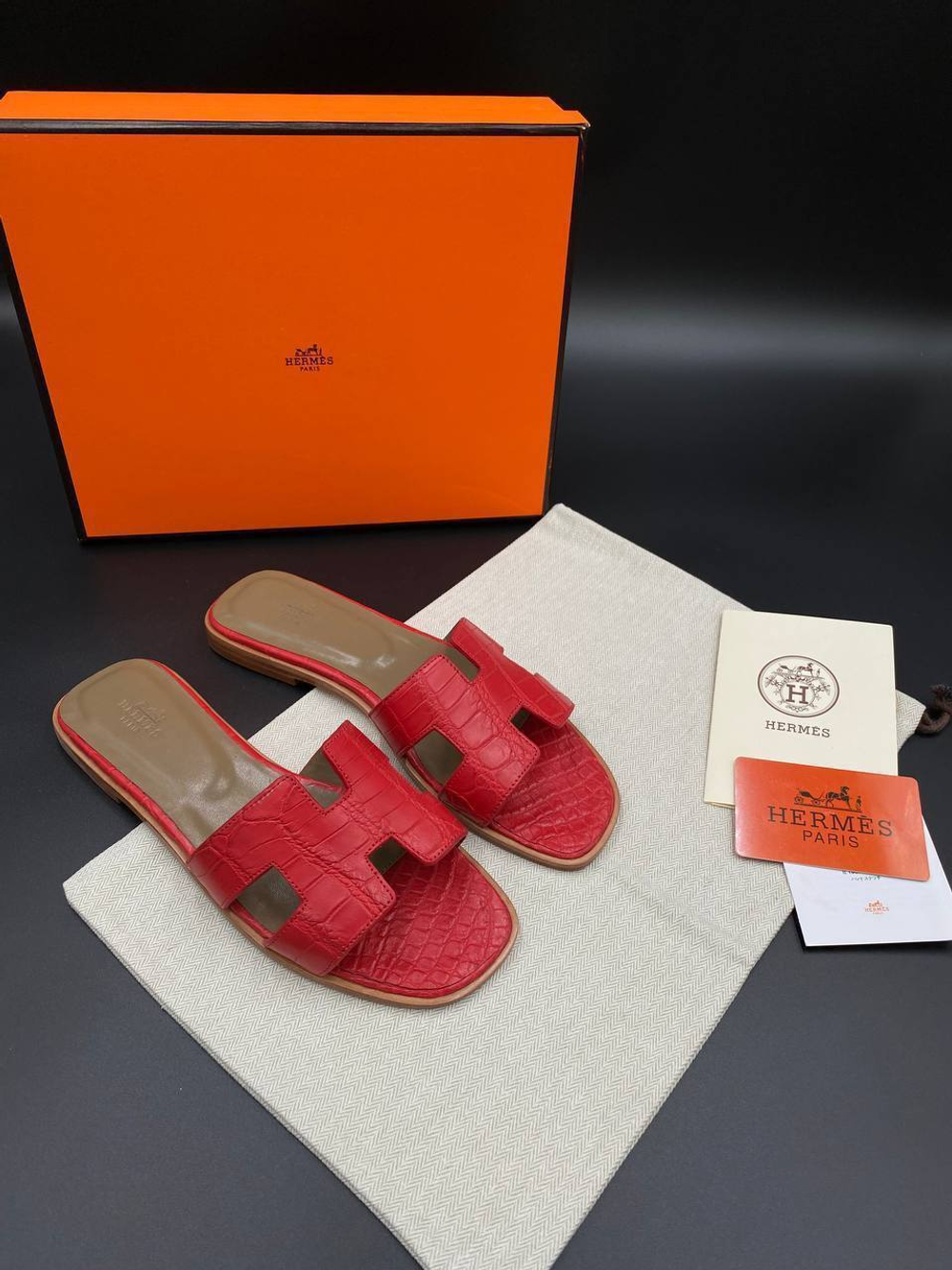 Шлепанцы Hermes из кожи крокодила, арт. 718737