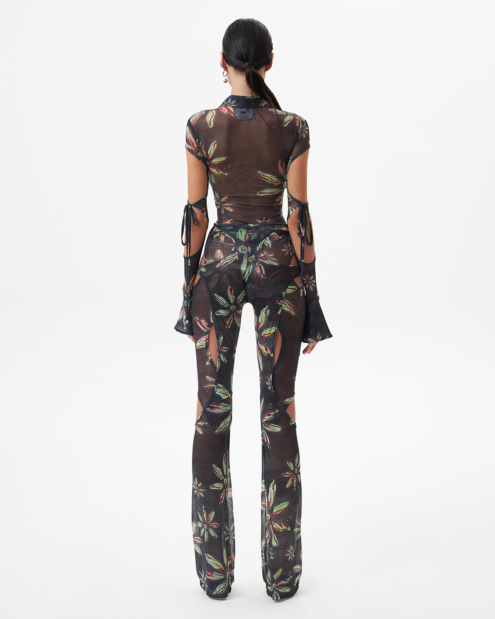 FLORAL MESH BODYSUIT