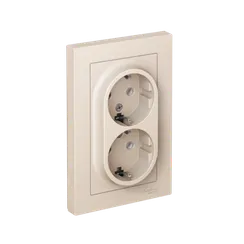 Розетка 2-м СП AtlasDesign 16А IP20 с заземл. в сборе беж. SE ATN000224