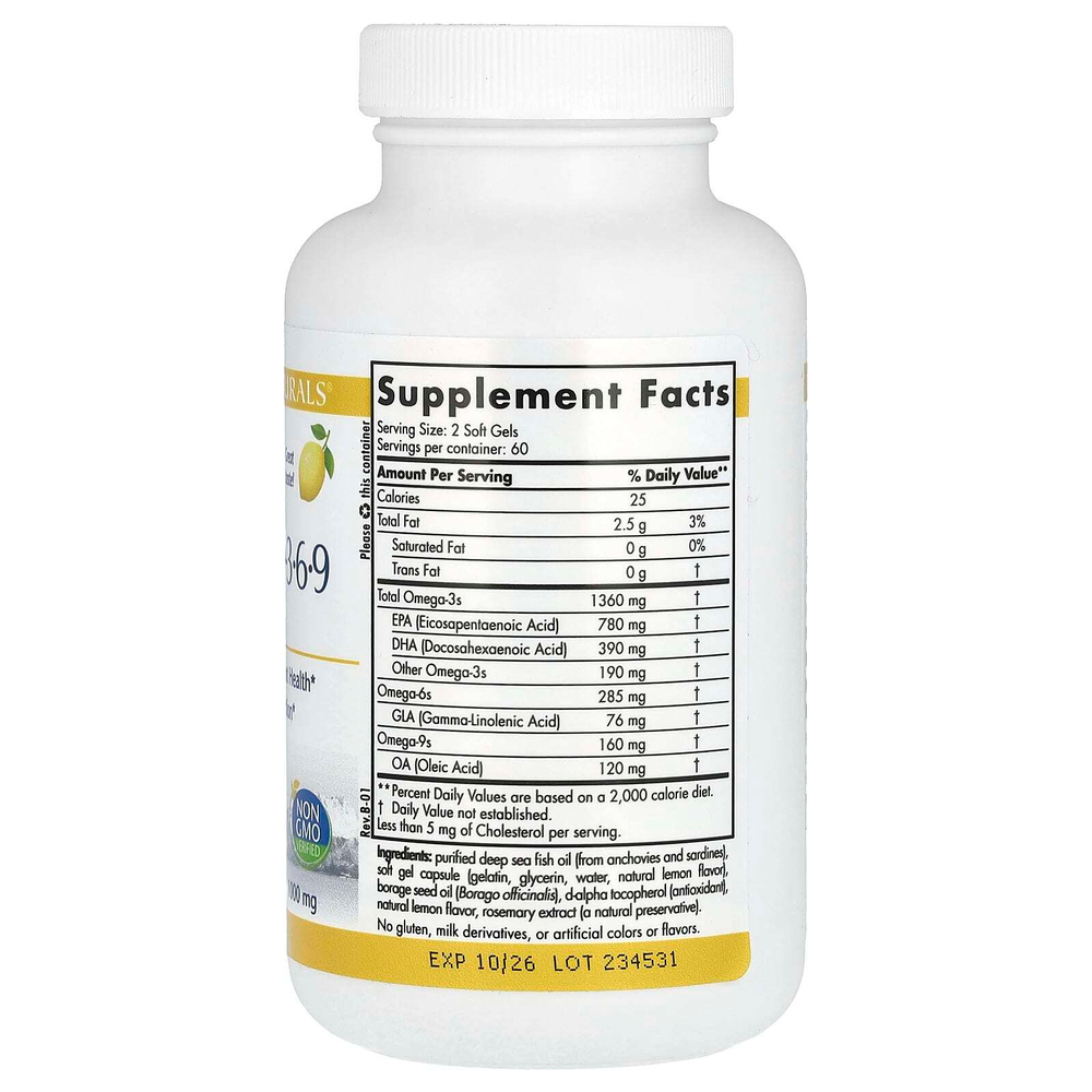 Nordic Naturals, ProOmega 3-6-9, лимон, 120 мягких таблеток