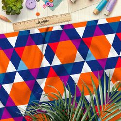 Ткань футер 2-х нитка яркая графическая абстракция