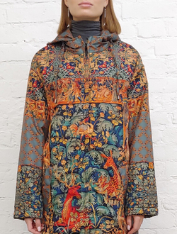 Пальто "Сказочный лес", по мотивам фламандского гобелена 16 века, выполненного в технике мильфлёр