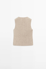 Жилет из меланжевого льна с пуговицами - MASSIMO DUTTI