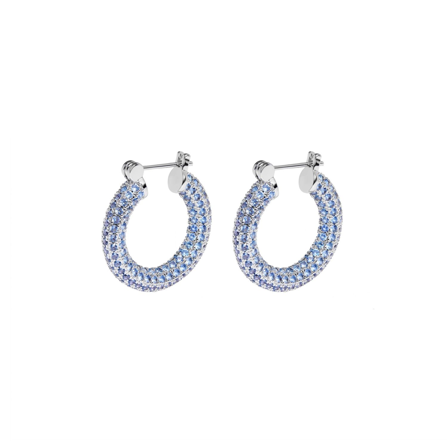 Серьги Pave Hoops - Light Blue
