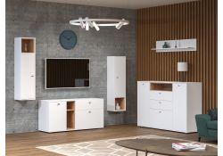 Модульная гостиная Бэль белый премиум / дуб золотой craft комплектация 2