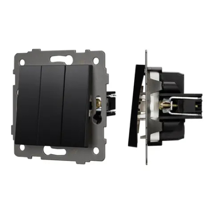 Механизм выключателя трехклавишный непроходной SWT-MK03-PL-BK-V (250V, 10A) (Arlight, -) 049897