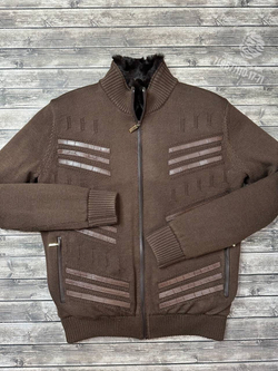 Бомбер с мехом Zilli со вставками кожи крокодила