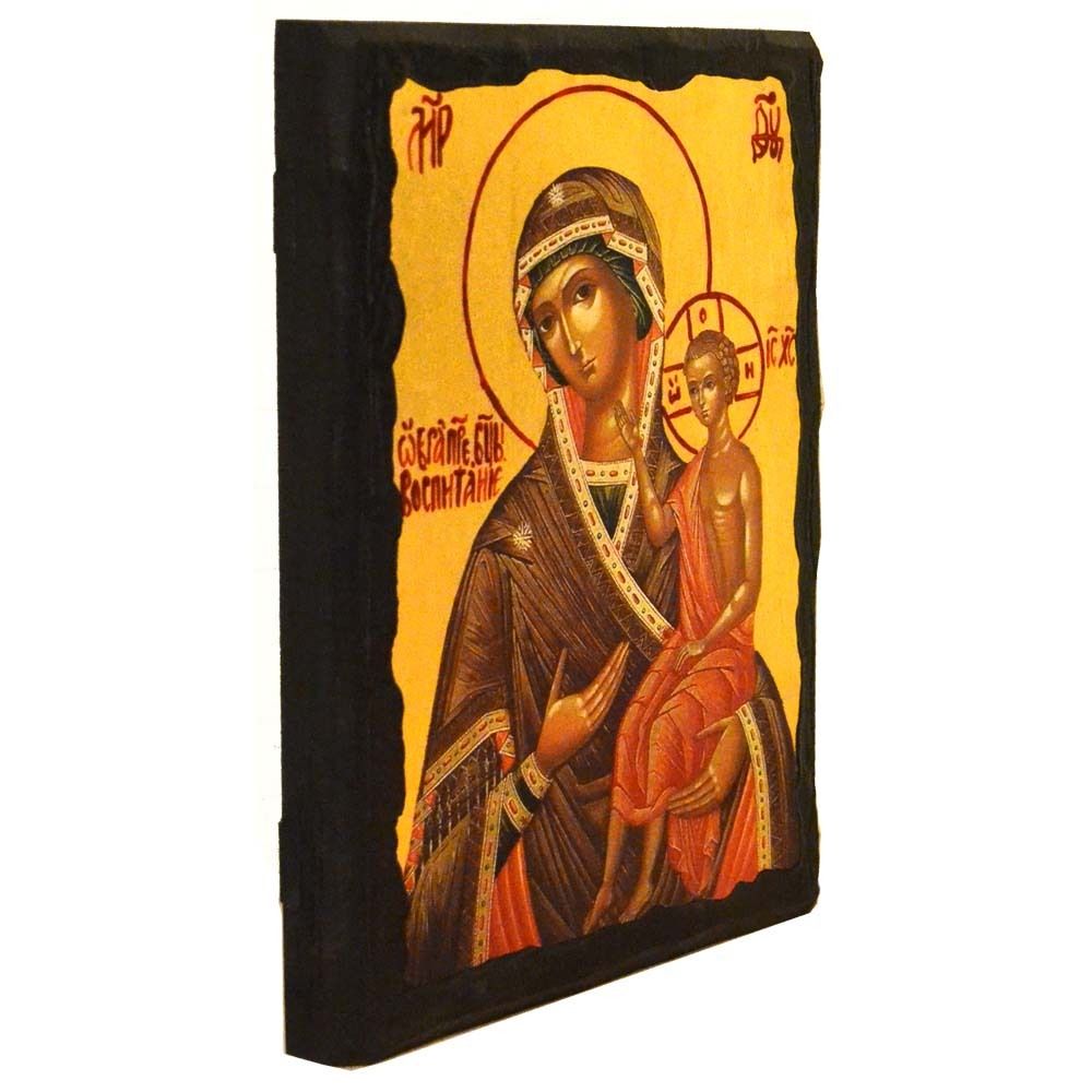 Воспитание. Афонская икона Божией Матери под старину с мощевиком.