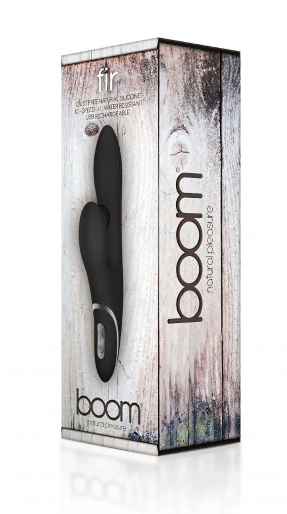 Чёрный вибратор BOOM Fir с клиторальной щёточкой - 23 см. (Цвет: черный)