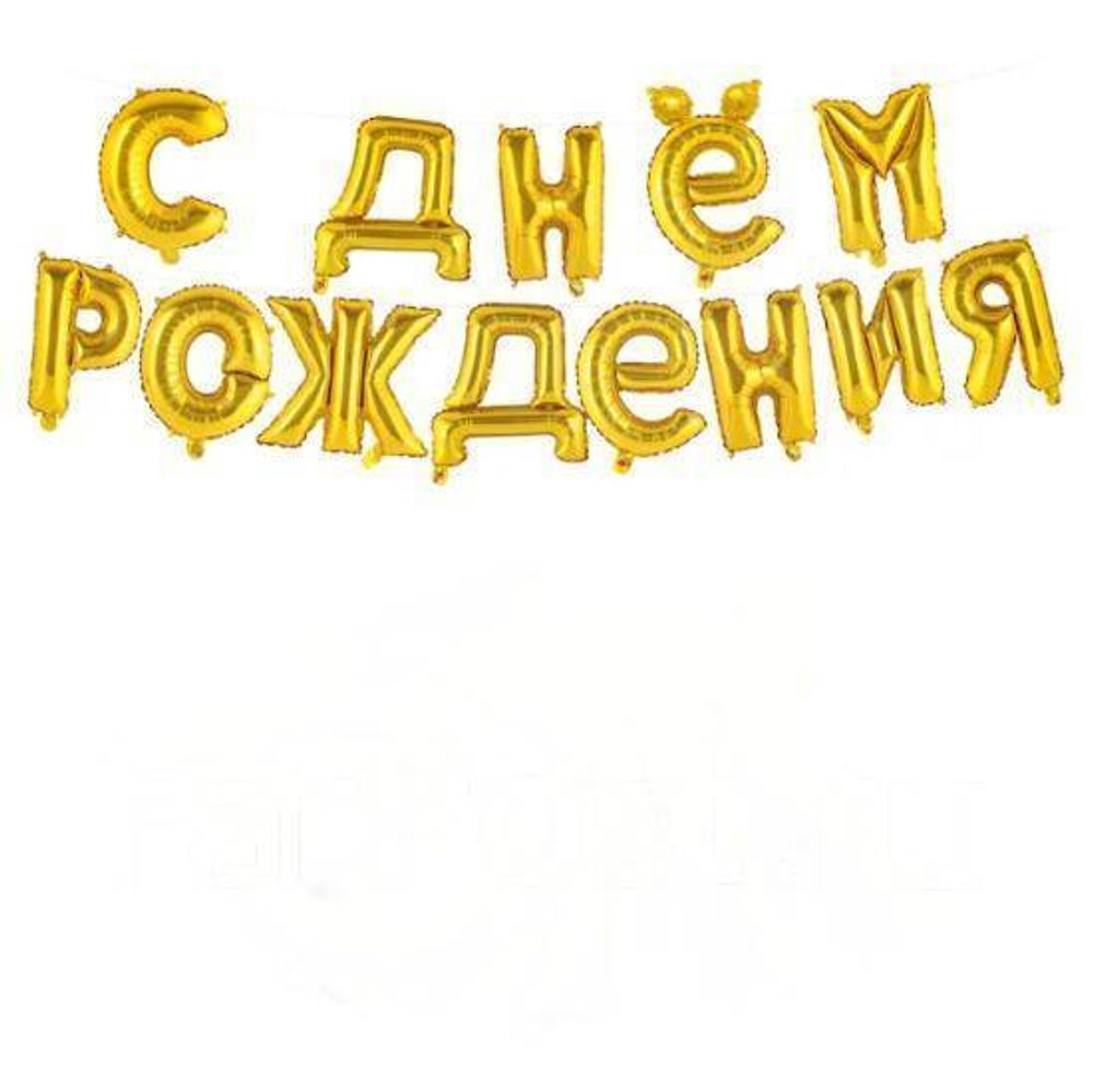 Растяжка "С днём рождения" золото