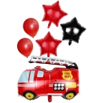 Воздушные шары 6 шт, «Пожарная машина» (74см - Машина, 45см,12»/24см)