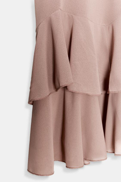 ZARA КОРОТКОЕ ПЛАТЬЕ С ВОЛАНАМИ, ЛОСОСЕВЫЙ