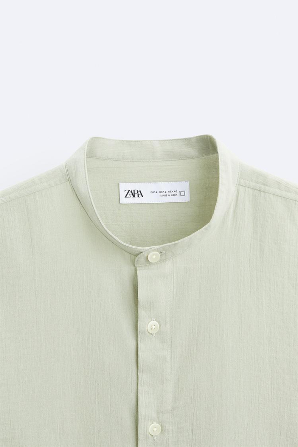 ZARA РУБАШКА ИЗ ЖАТОГО ХЛОПКА, ХАКИ