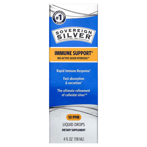 Sovereign Silver, Bio-Active Silver Hydrosol™, добавка для поддержки иммунитета, капли, 118 мл (4 жидк. унции)