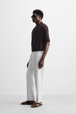 ZARA БРЮКИ-ДЖОГГЕРЫ КОМФОРТНОЙ ПОСАДКИ, ЖЕЛТОВАТО-БЕЛЫЙ