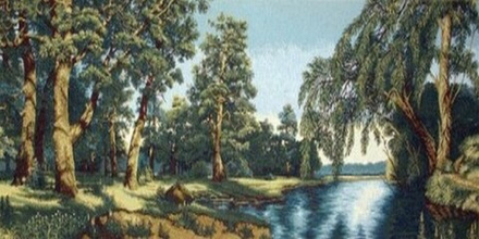 Гобеленовая картина "D. ЛЕСНАЯ ПРОХЛАДА" в багетной раме, Россия.