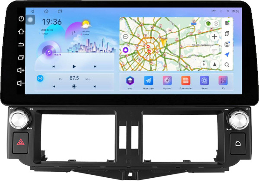 Магнитола для Toyota Land Cruiser Prado 150 2009-2013 (поддержка JBL, рамка LUX) - FarCar монитор 12.3" 2K QLED на Android 14, TS10, CarPlay, 4G SIM-слот