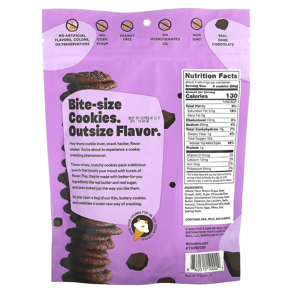Thinsters, Thinsters, Cookie Thins, тесто для брауни, 113 г (4 унции)
