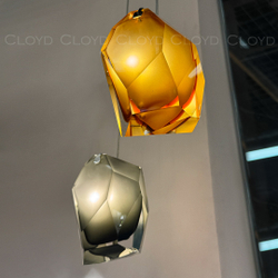 Подвесной светильник Cloyd VARELL P1 / шир. 20 см - хром - желтое стекло (арт.11659)