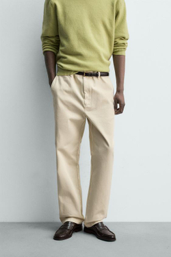 ZARA БРЮКИ ЧИНОС REGULAR FIT, СВЕТЛО-БЕЖЕВЫЙ