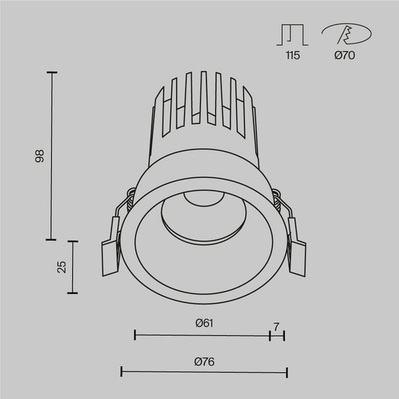 Встраиваемый светильник Maytoni Technical DL117-15W-3K-B