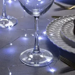 Гирлянда нить-роса 5 м., IP20, серебристая нить, 100 холодных белых LED, 2 режима, AAх3, Luazon Lighting (5198381)