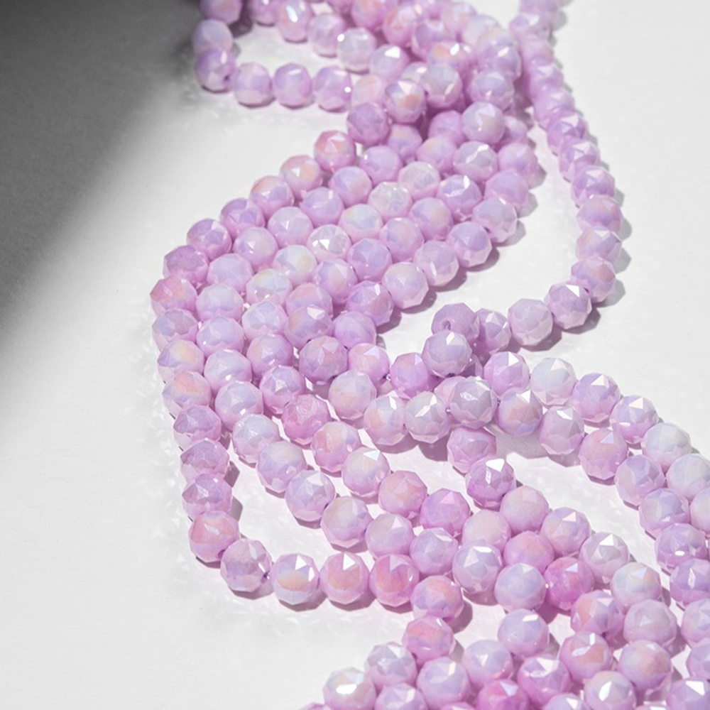 Хрустальные бусины, оттенок "Сирень", 8мм, шар, микроогранка