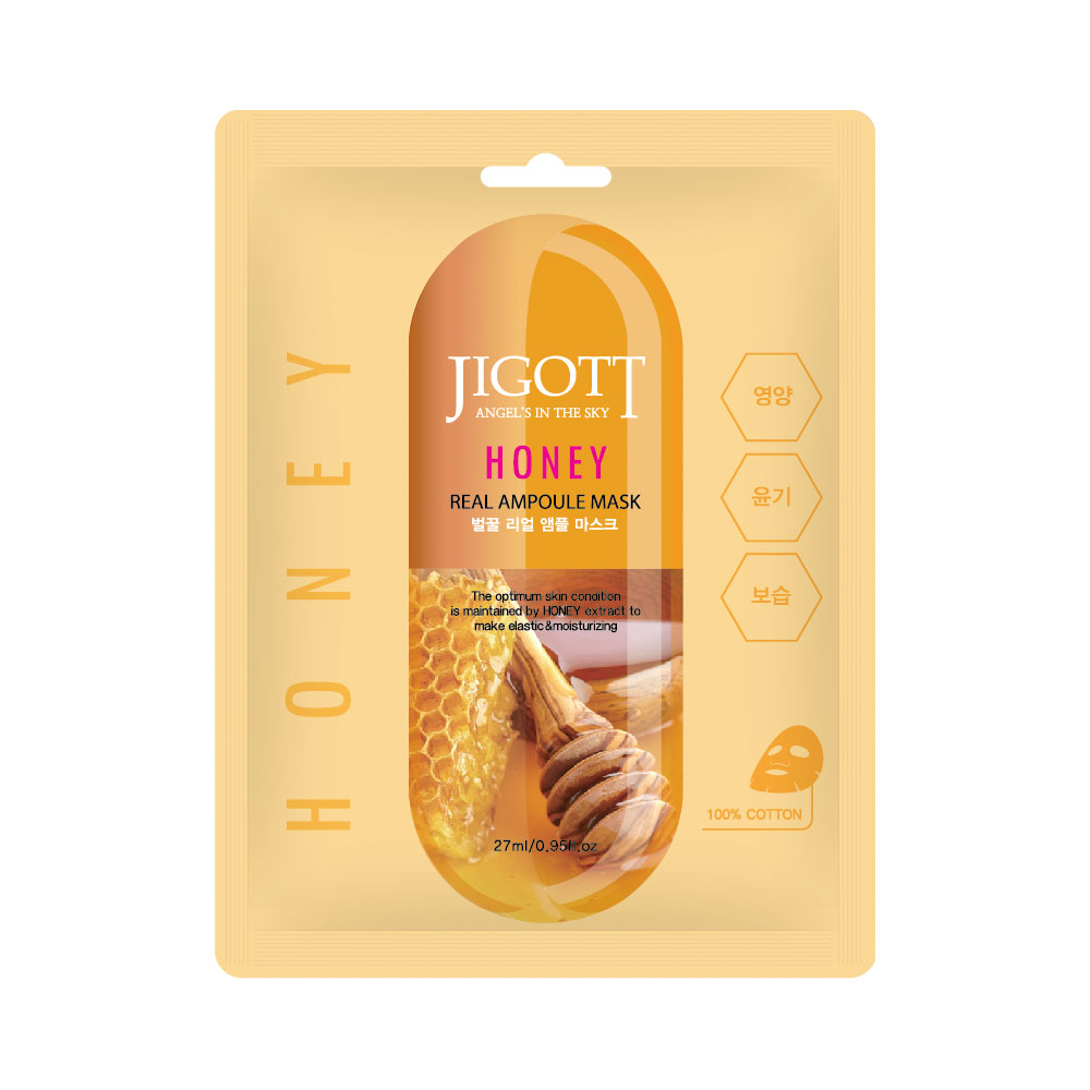 JIGOTT Тканевая маска для лица МЕД HONEY Real Ampoule Mask