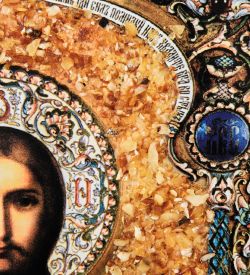 AMB-12/11 Икона «Господь Вседержитель» (с янтарной крошкой) 45х55см