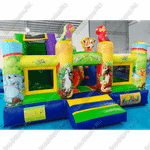 Надувной батут "Попугайчики" со скалодромом, 4.6x4.3x2.8 м