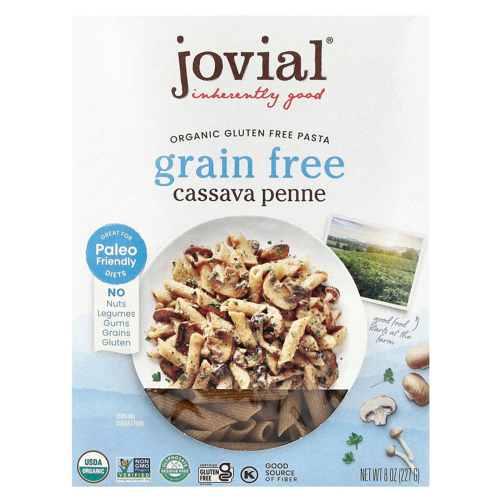 Jovial, органическая беззерновая паста из кассавы, пенне, 227 г (8 унций)