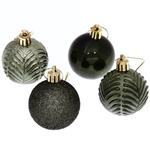 Новогодние шары 5 см (набор 4 шт) «Микс фактур», изумруд