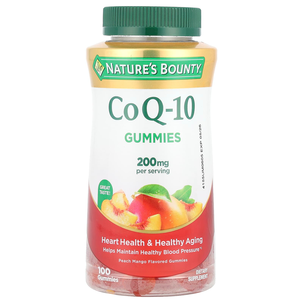 Nature's Bounty, CoQ-10, жевательные мармеладки, персик и манго, 100 жевательных таблеток (100 мг в 1 жевательной мармеладке)