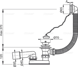 Слив-перелив для ванны с цепочкой Alca Plast A501  хром схема