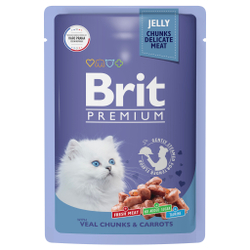 Brit Premium Пауч для котят "Телятина и морковь" в желе, 85г