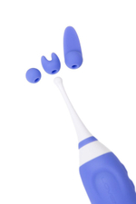 Сиреневый двусторонний вибромассажер Hyphy с клиторальным стимулятором - 21,6 см. (Цвет: сиреневый)