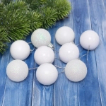 Новогодние шары 4 см (набор 24 шт) «Микс фактур», белый