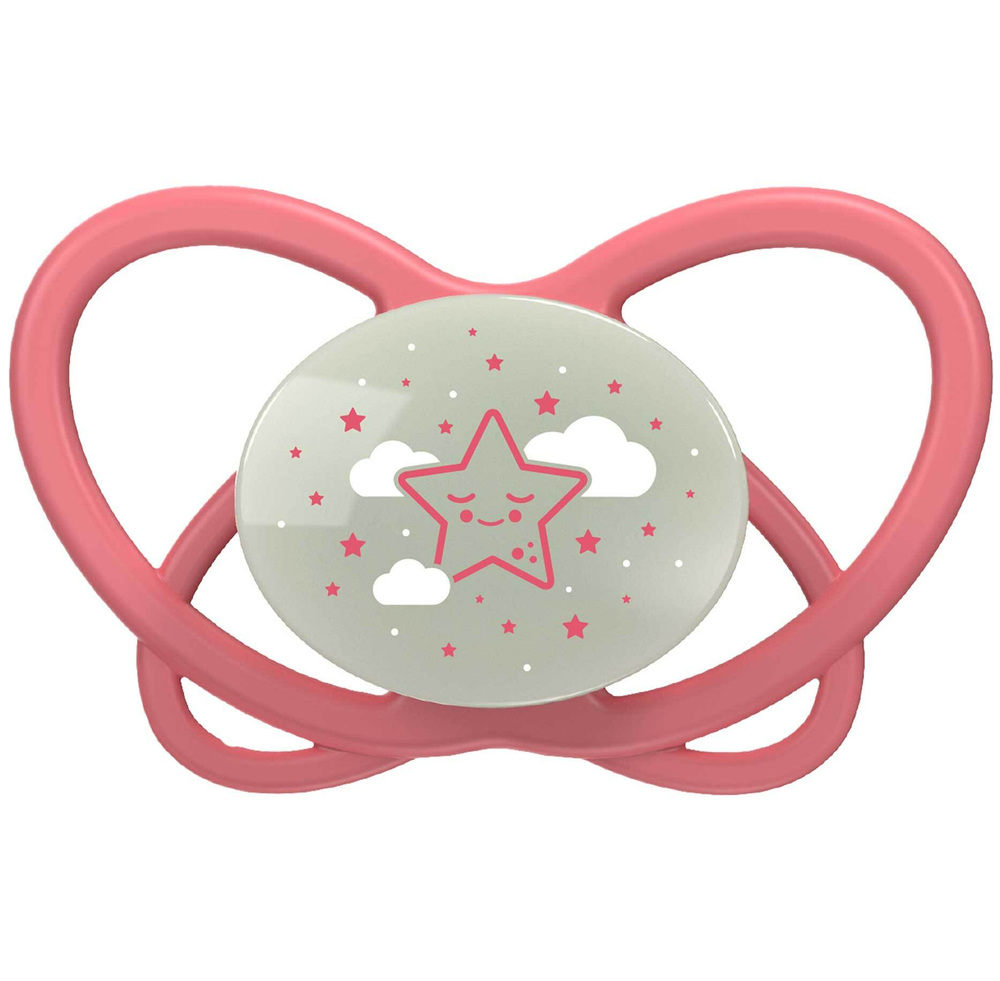 NIP Соска пустышка, силикон "Butterfly Night ", красный, размер 1 (0-6)