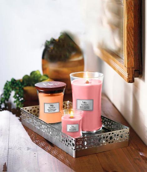 Дыня и розовый кварц, ароматическая свеча, WoodWick