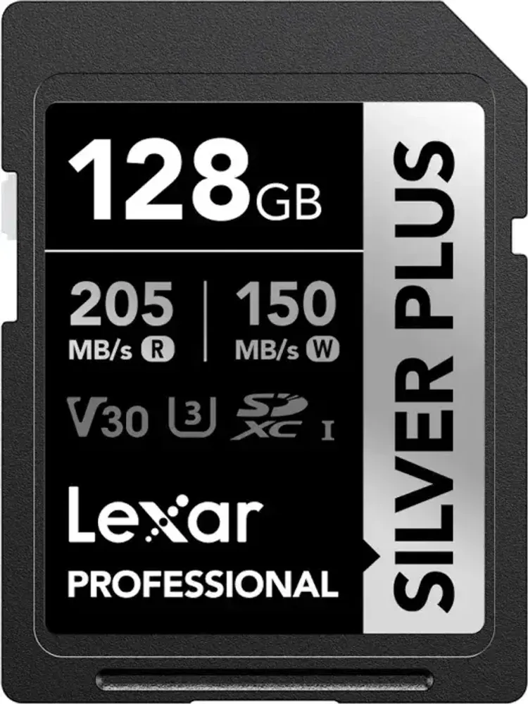Карта памяти  Lexar Professional SILVER PLUS SDXC 128GB UHS-I U3 V30 C10, R/W 205/150 МБ/с