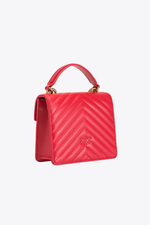 MINI LOVE BAG TOP HANDLE CHEVRON – red-antique gold