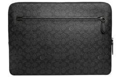 COACH Zip Around Coated Canvas With Refined Calfskin Laptop Bag Large Men"s Black